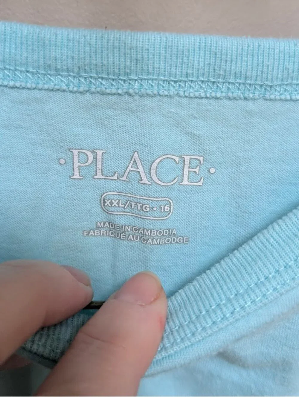 Children's Place Light Blue Cotton-Polyester Blend T-Shirt Size XXL/16